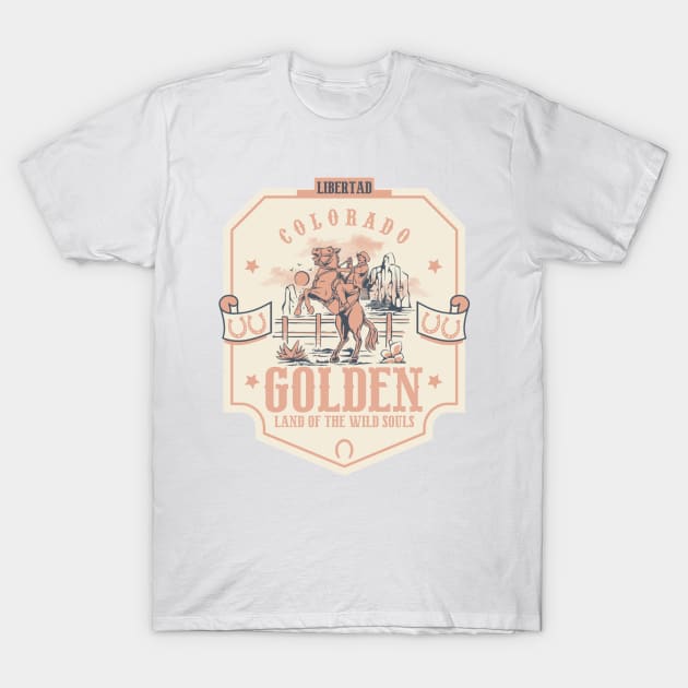 Golden Colorado wild west town T-Shirt by The Owlhoot 